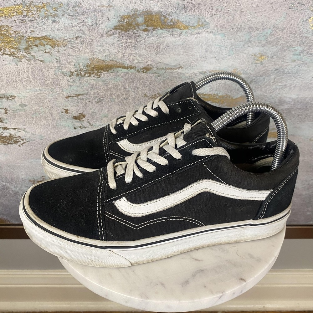 Vans Old Skool Shoes Mens Size 6.5 Black Suede Low Top Skate Sneakers Casual